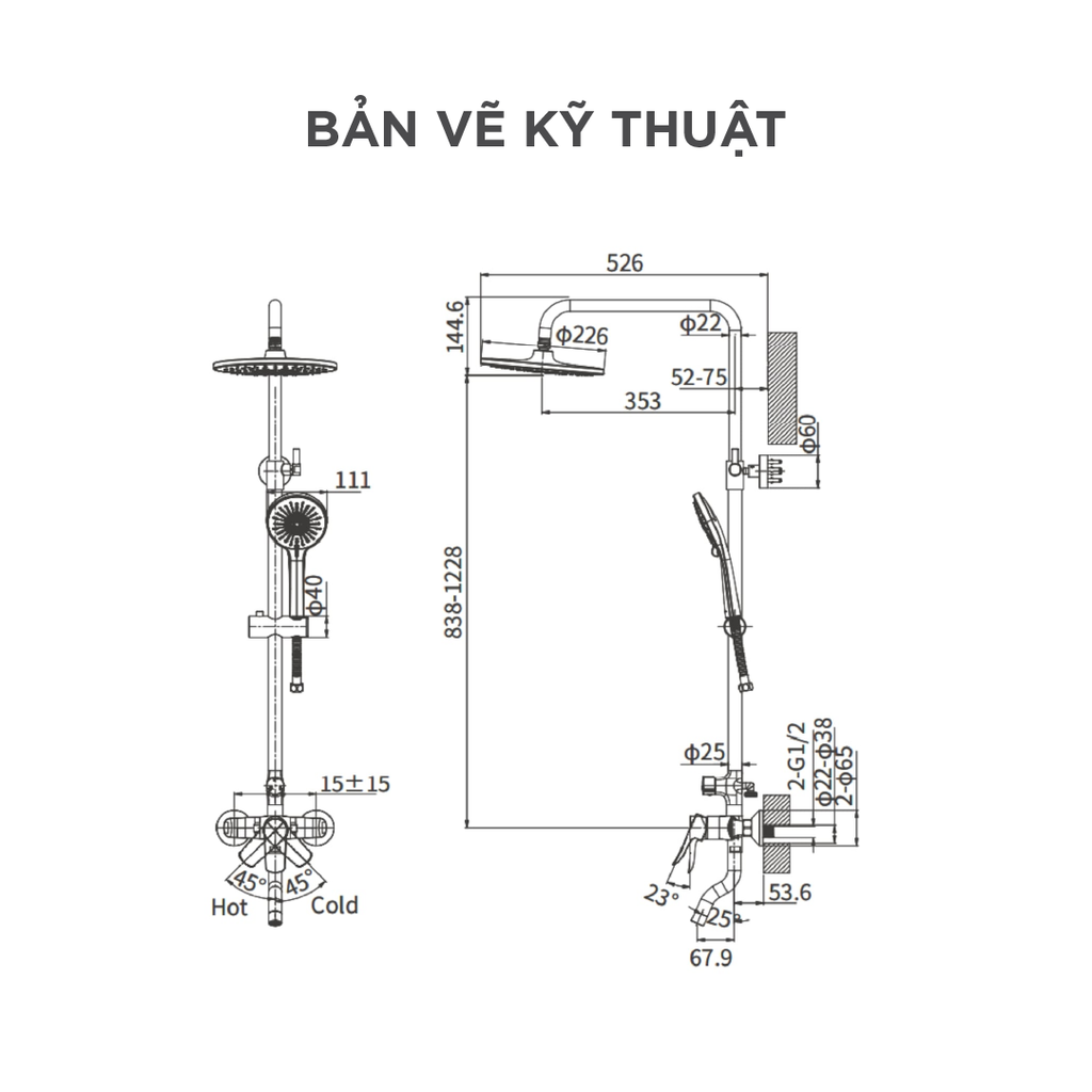 Vòi sen cây nóng lạnh Arrow AG3339CP