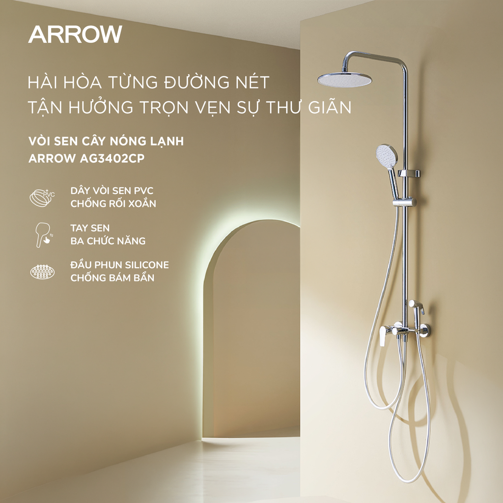 Vòi sen cây nóng lạnh Arrow AG3402CP