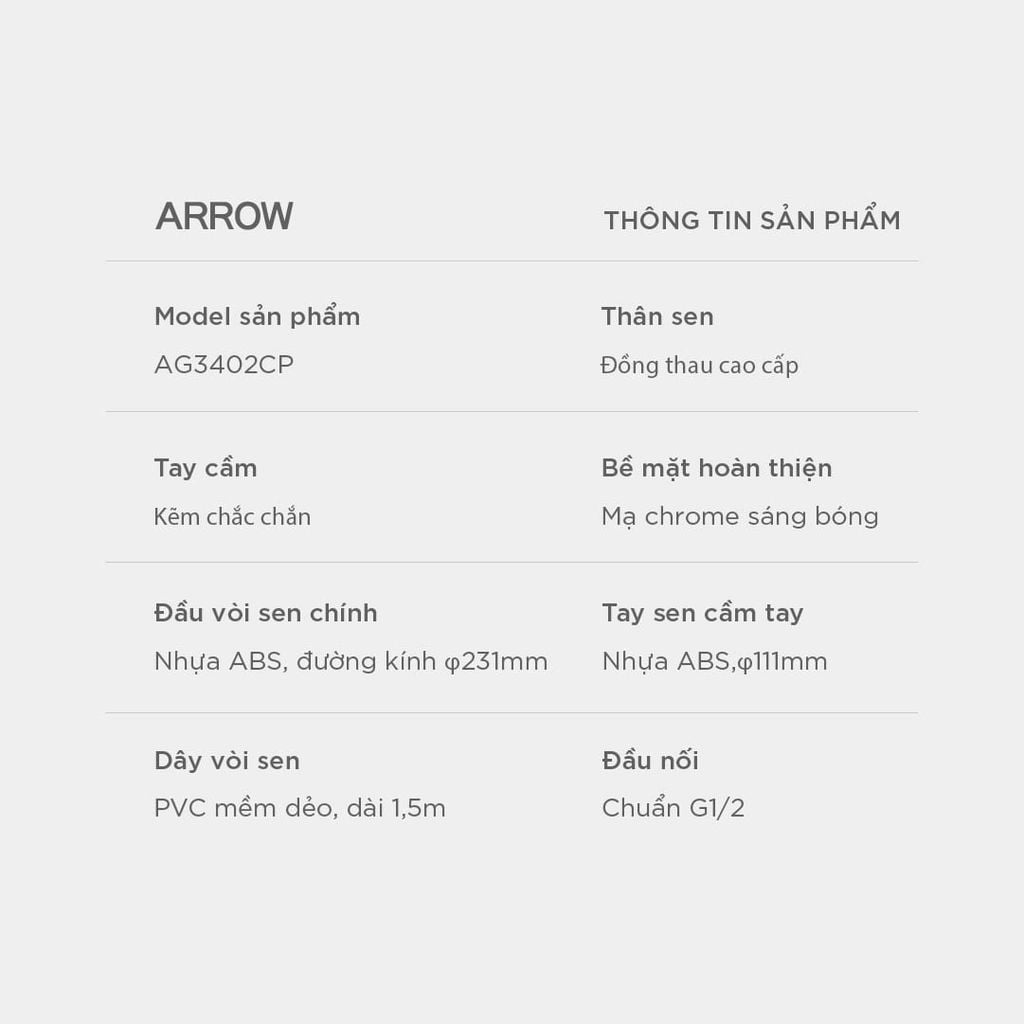 Vòi sen cây nóng lạnh Arrow AG3402CP