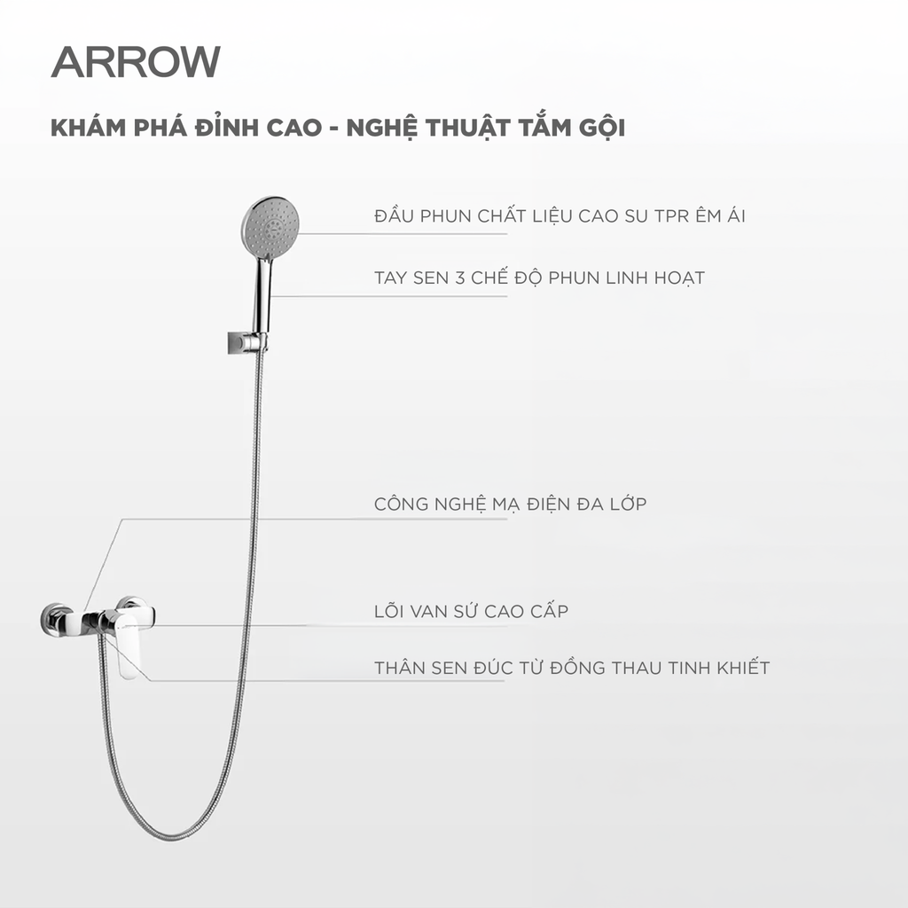 Vòi sen dây nóng lạnh Arrow AG3505CP