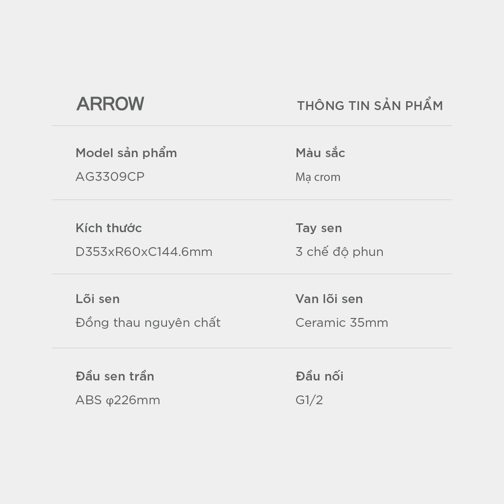 Vòi sen dây nóng lạnh Arrow AG3628CP-TZ