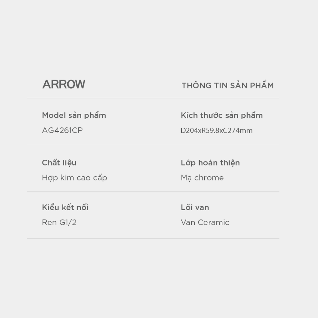 Vòi lavabo nóng lạnh Arrow AG4261CP