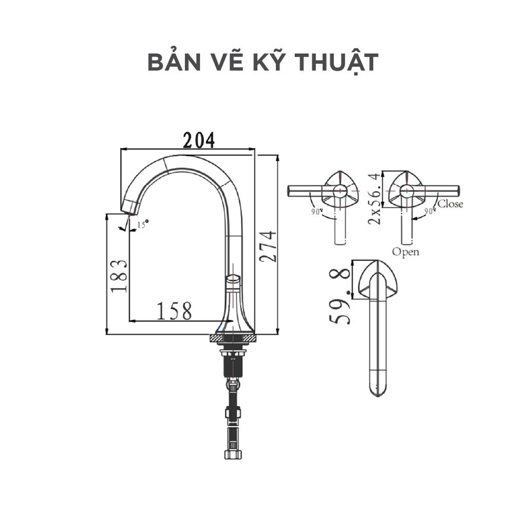 Vòi lavabo nóng lạnh Arrow AG4261CP