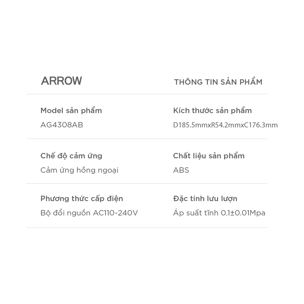Vòi lavabo nóng lạnh Arrow AG4308AB