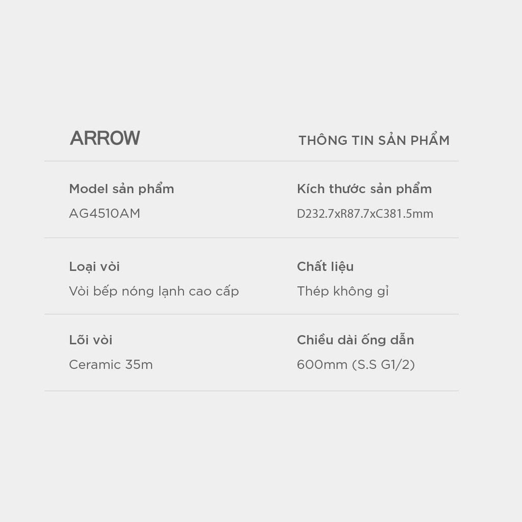 Vòi bếp nóng lạnh Arrow AG4510AM