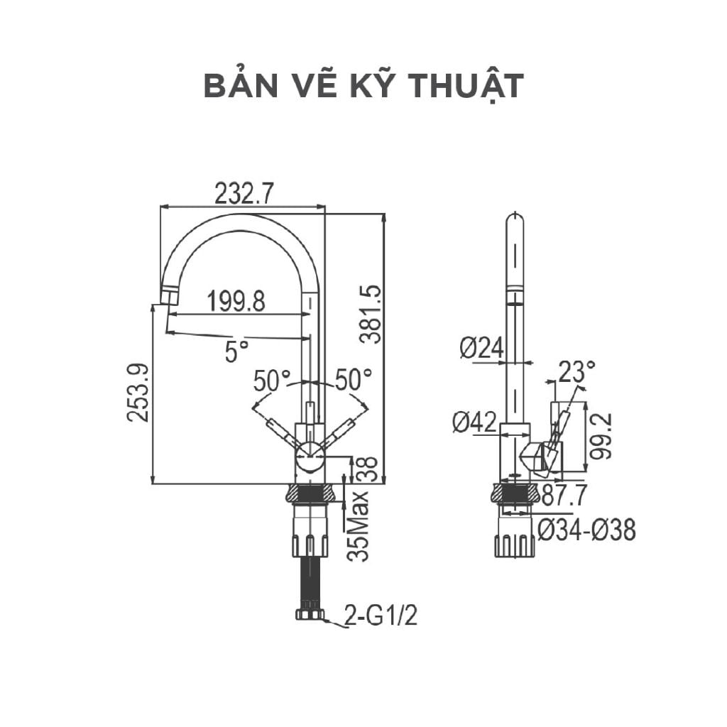 Vòi bếp nóng lạnh Arrow AG4510AM