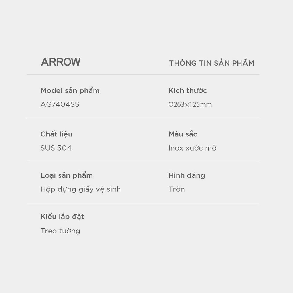 Hộp đựng giấy vệ sinh Arrow AG5272SS