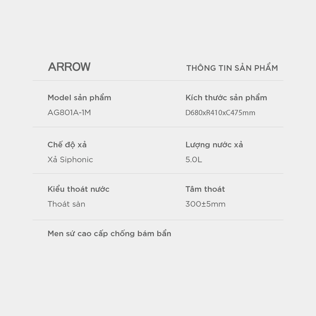 Bồn cầu thông minh Arrow AG801A-1M