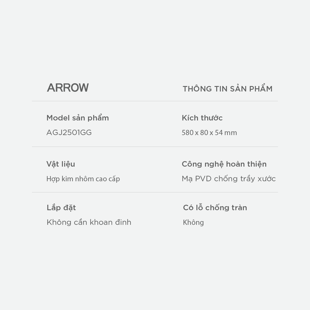 Thanh treo khăn Arrow AGJ2501GG