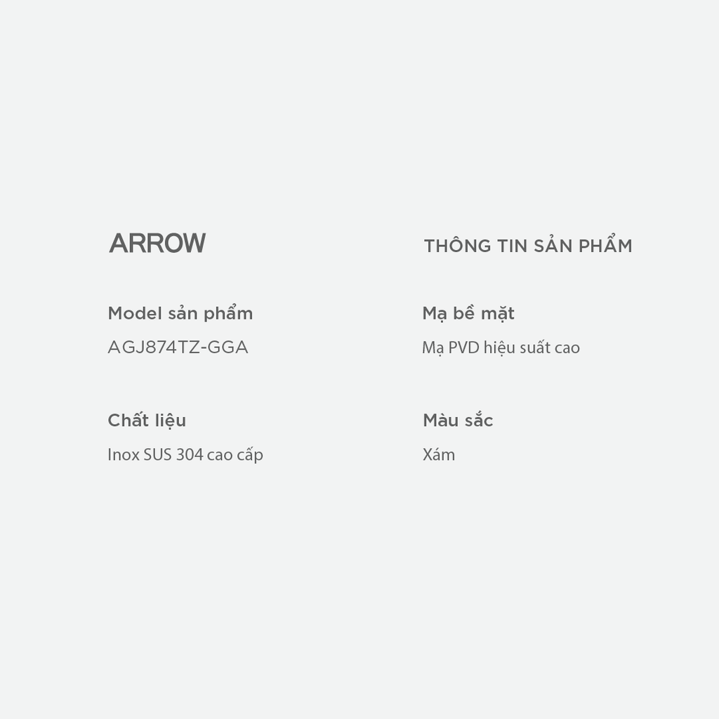 Bộ phụ kiện phòng tắm Arrow AGJ874TZ-GGA