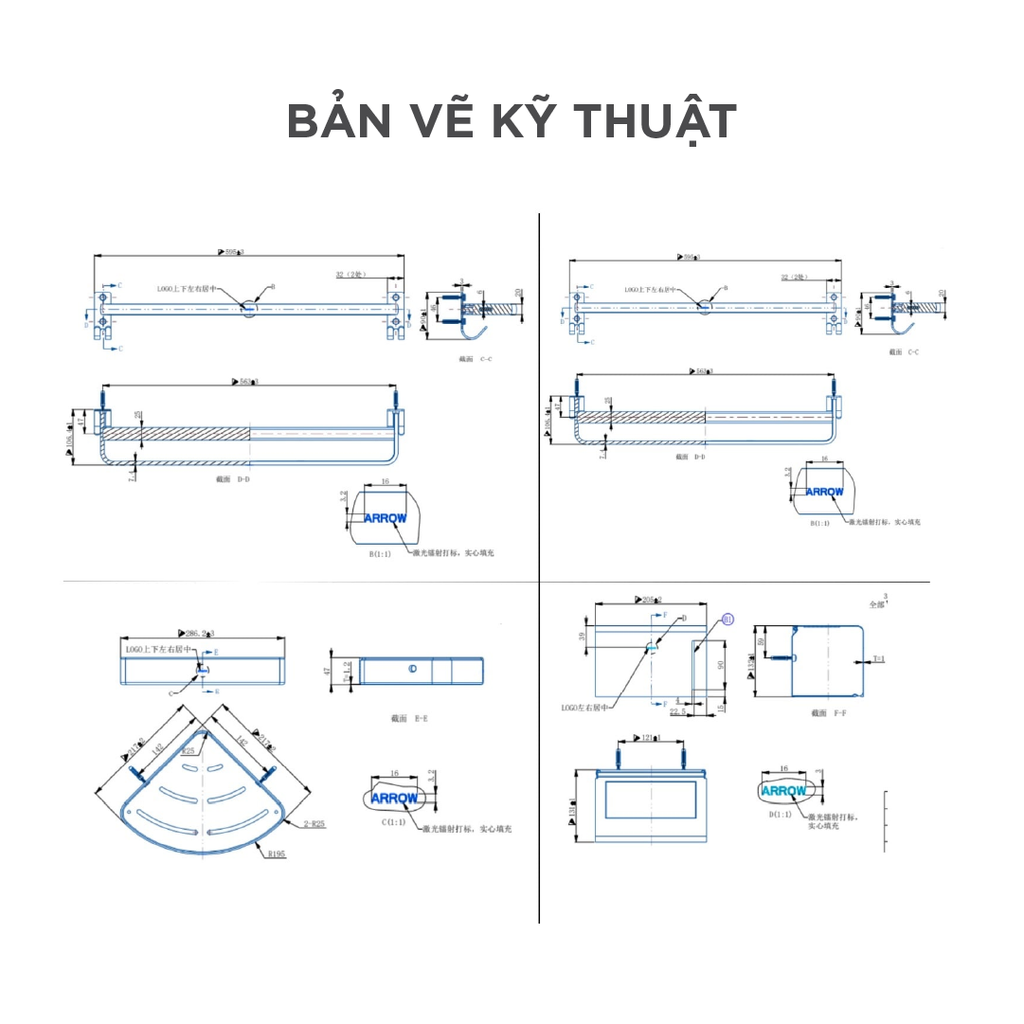 Bộ phụ kiện phòng tắm Arrow AGJ874TZ-GGA