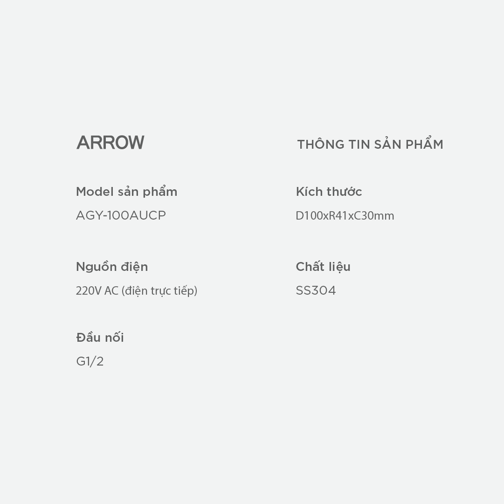 Van xả cảm biến Arrow AGY-100AUCP