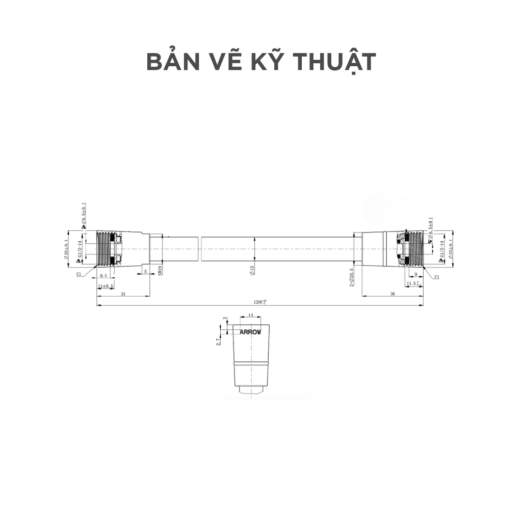 Dây vòi xịt vệ sinh Arrow AH39F001CP