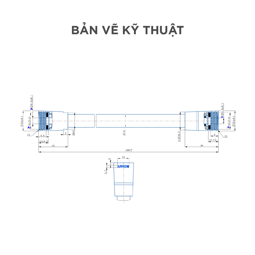 Dây vòi xịt vệ sinh Arrow AH39F002MB