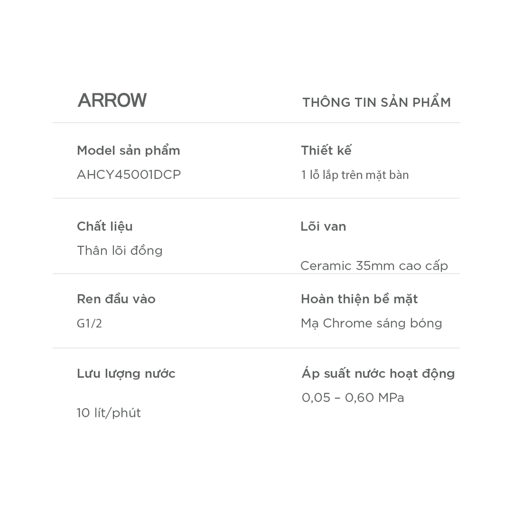 Vòi Bếp Lạnh Arrow AHCY45001DCP