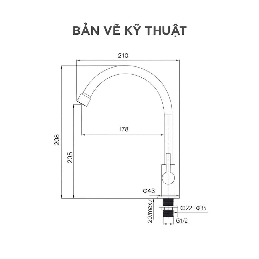 Vòi bếp lạnh Arrow AHCY45002DCP