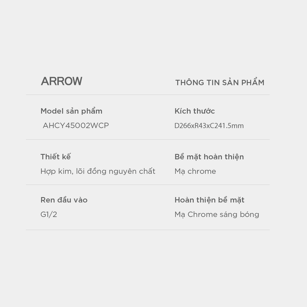 Vòi bếp lạnh Arrow AHCY45002WCP