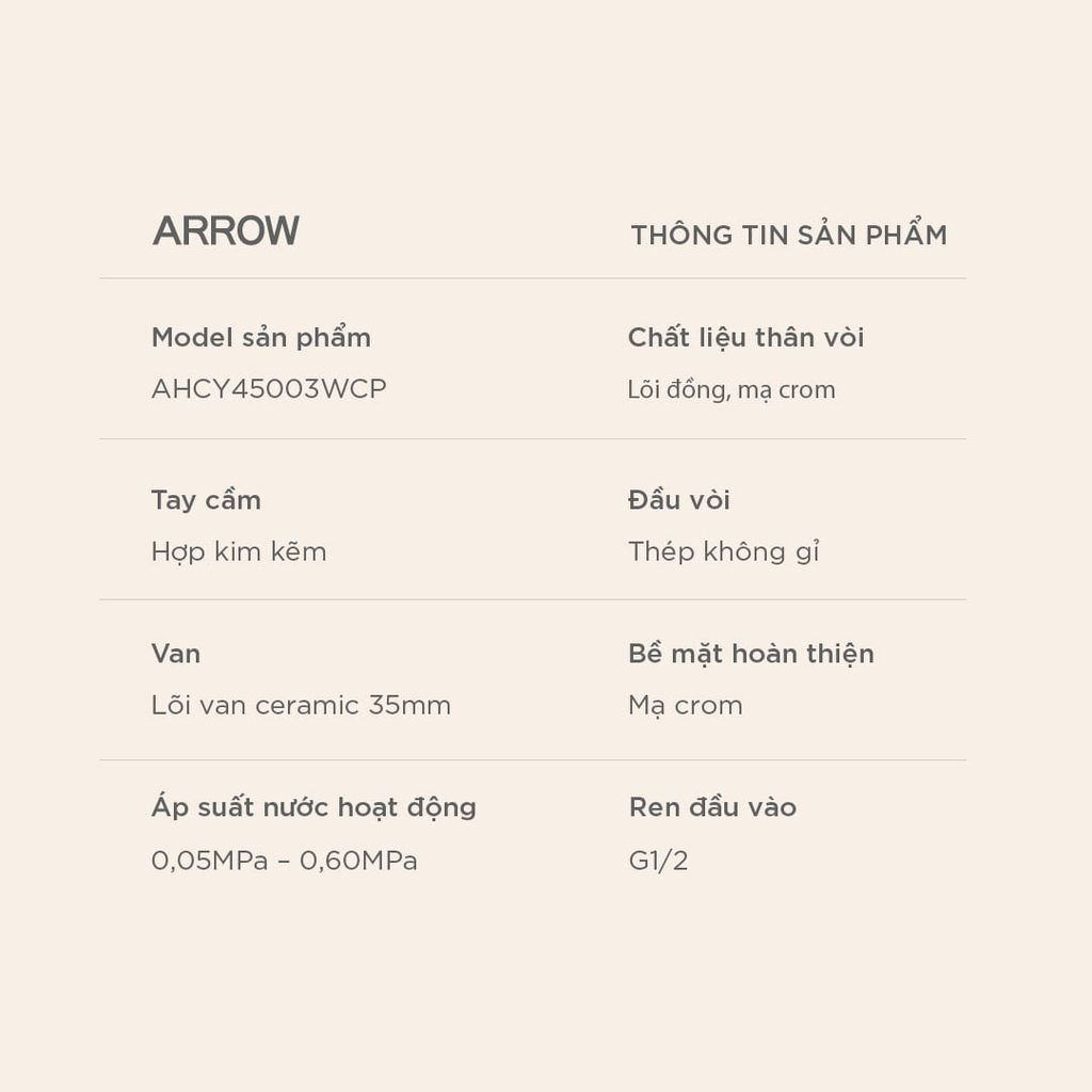 Vòi Bếp Lạnh Arrow AHCY45003WCP