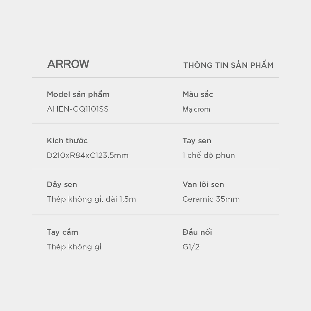 Vòi sen dây nóng lạnh Arrow AHEN-GQ1101SS