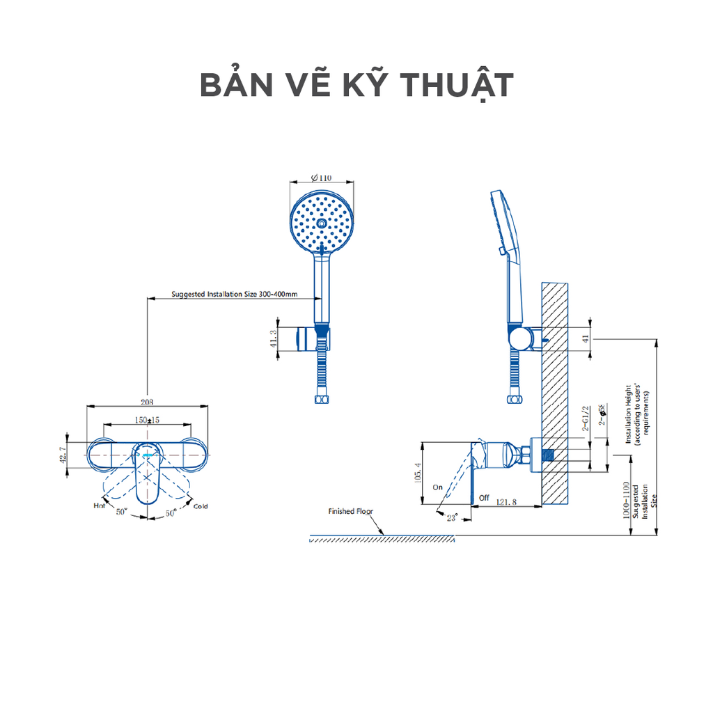 Vòi sen dây nóng lạnh Arrow AHGQ35013CP