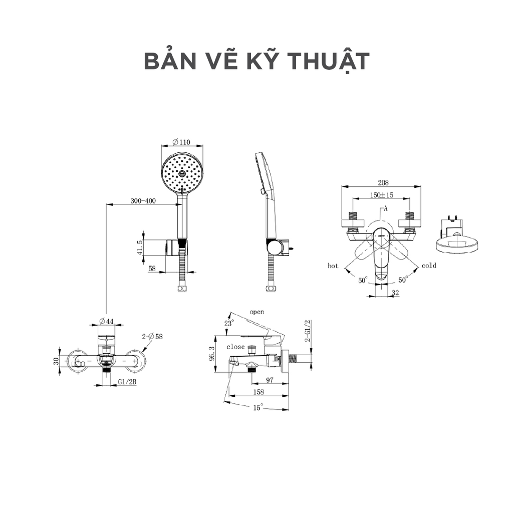 Vòi sen dây nóng lạnh Arrow AHGQ36013CP