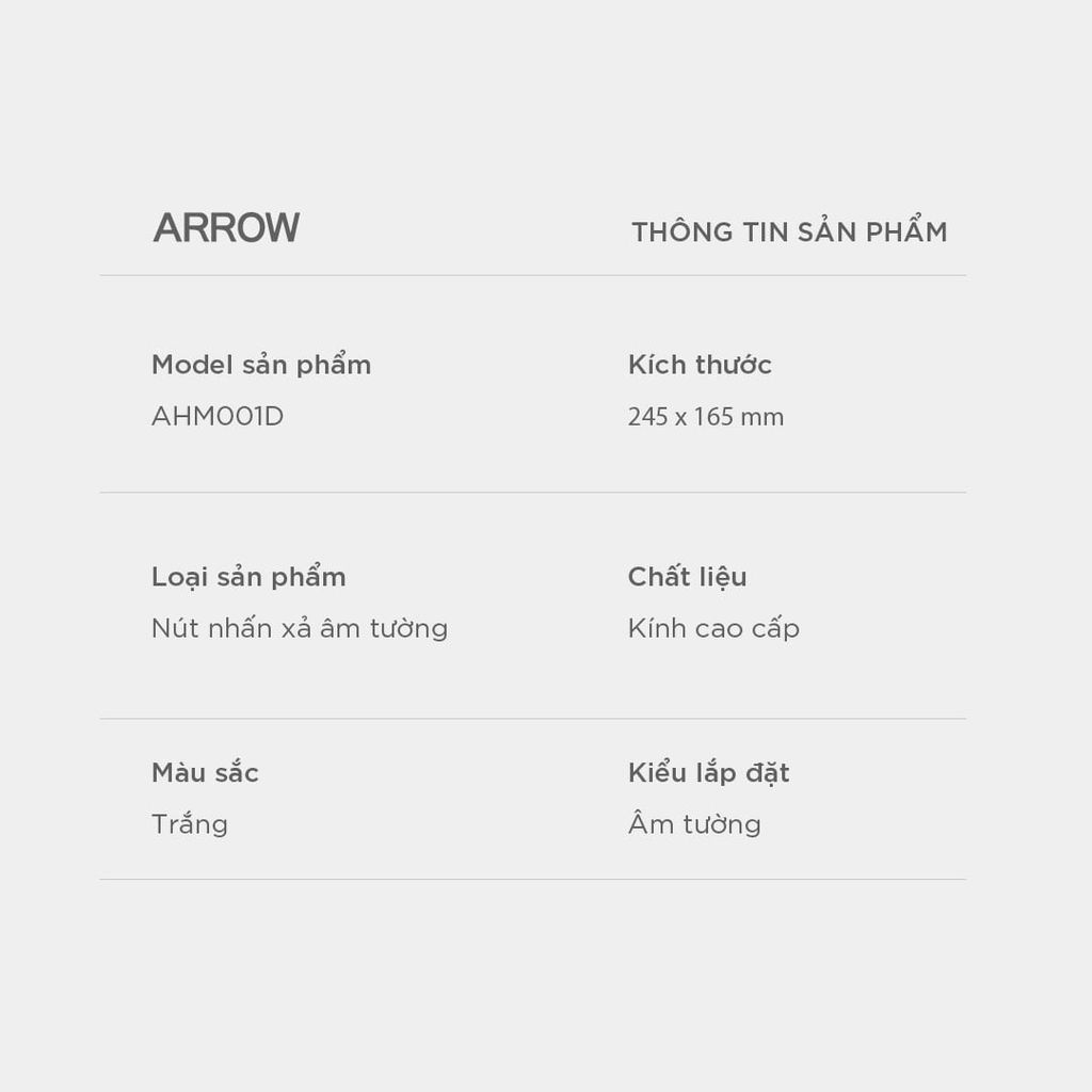 Nút nhấn xả âm tường Arrow AHM001D