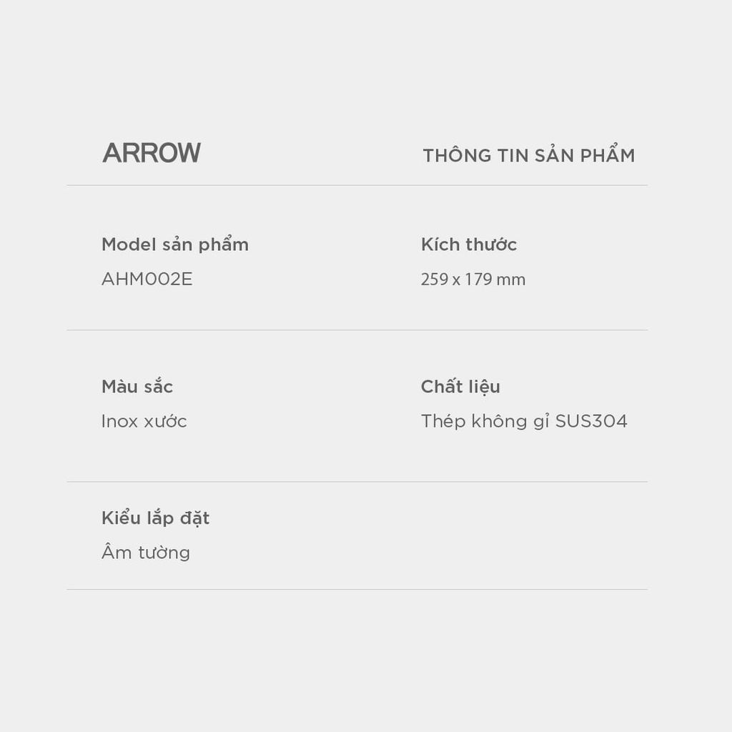Nút nhấn xả âm tường Arrow AHM002E