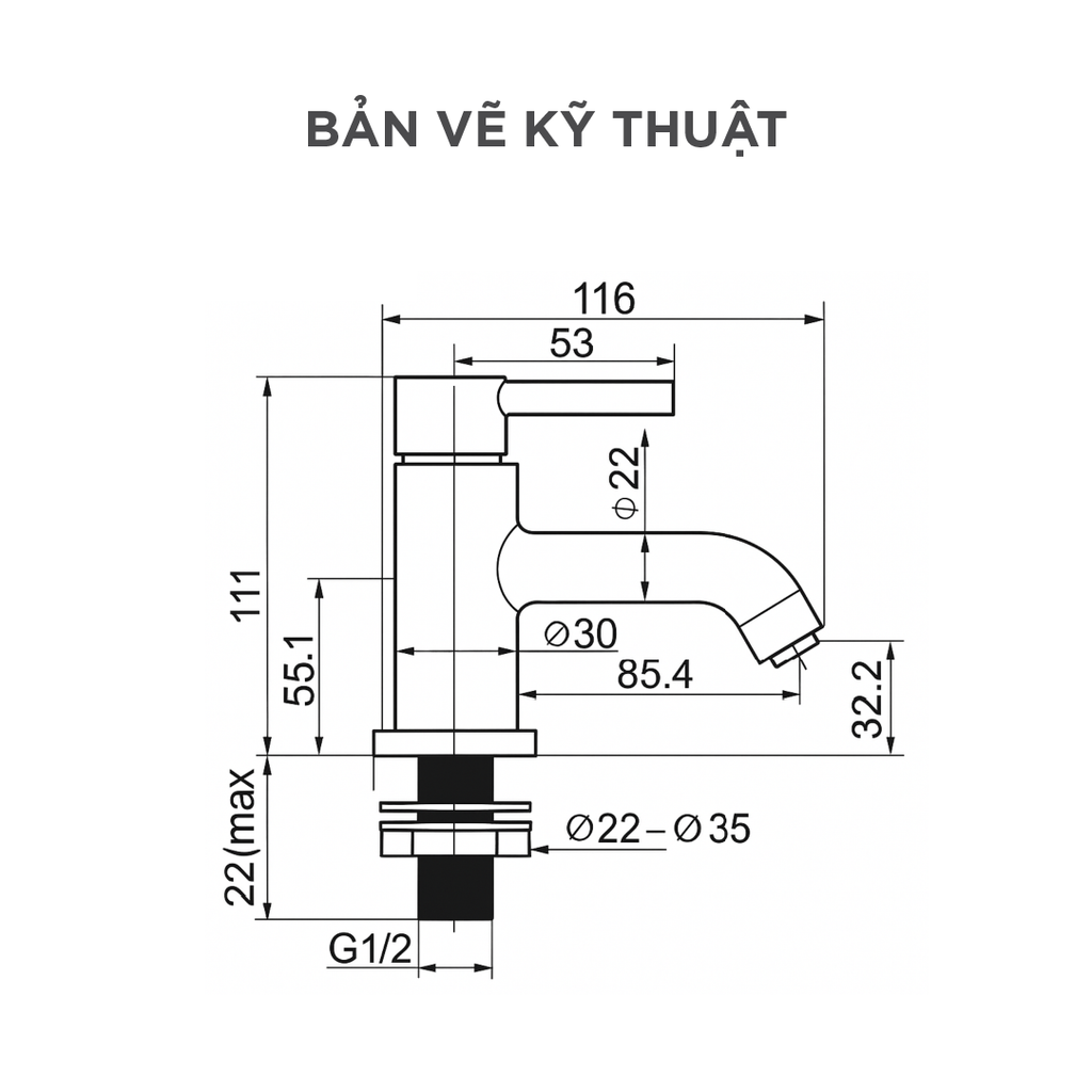 Vòi Lavabo Lạnh Arrow AHMP41002DCP