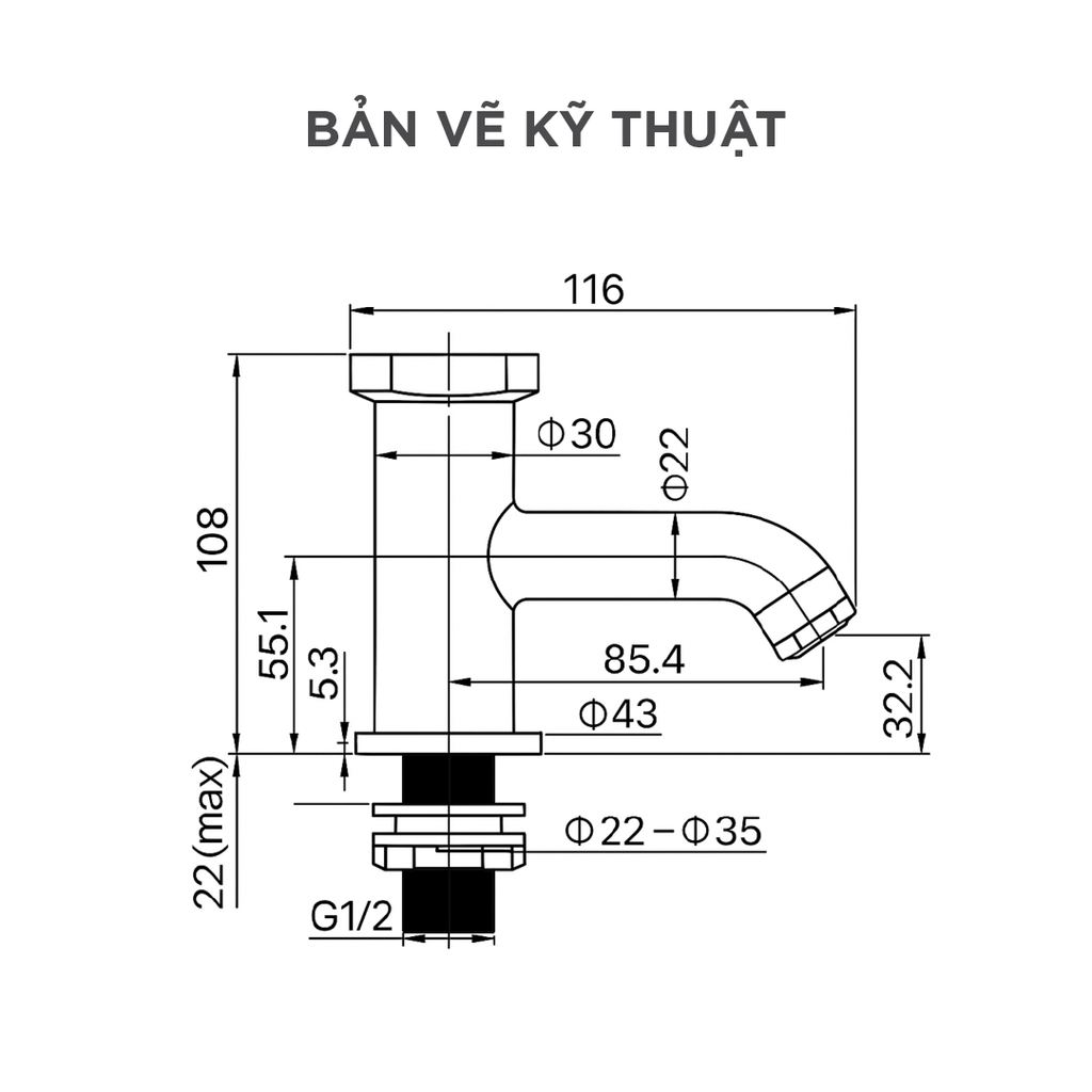 Vòi Lavabo Lạnh Arrow AHMP41003DCP