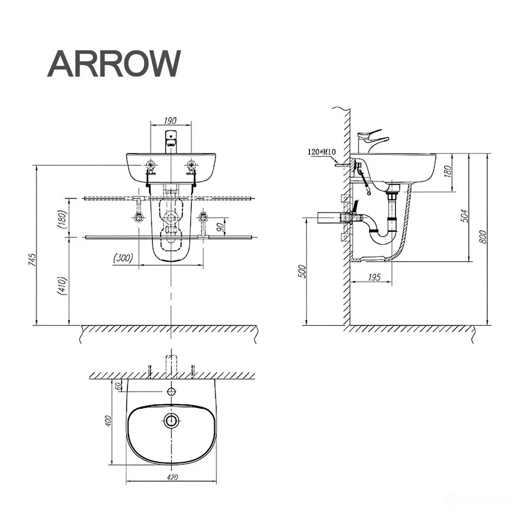 Chậu rửa lavabo treo tường Arrow AHP31005B/AHL9105C