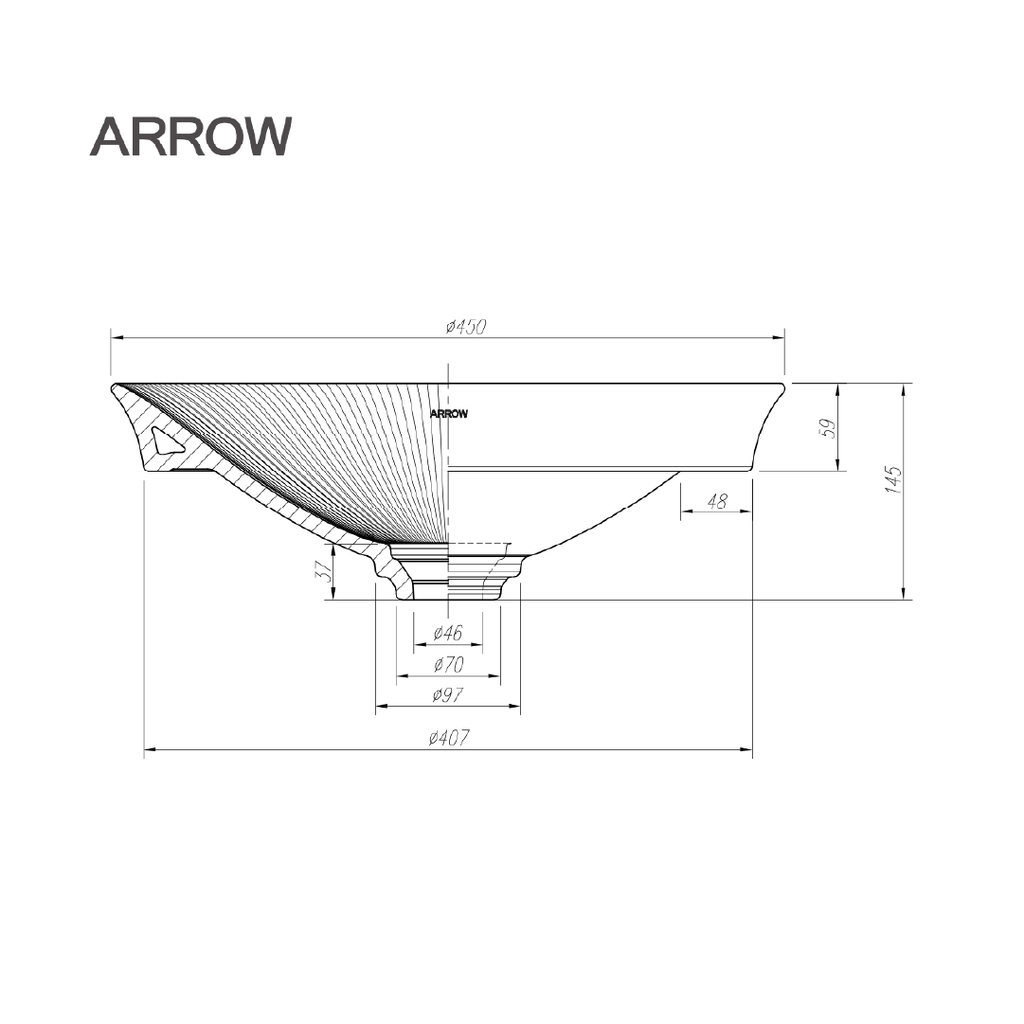 Chậu rửa lavabo đặt bàn Arrow AHP41028B-JB