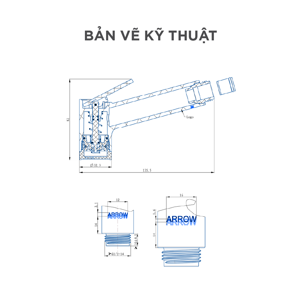Tay cầm vòi xịt vệ sinh Arrow AHQ53001CP
