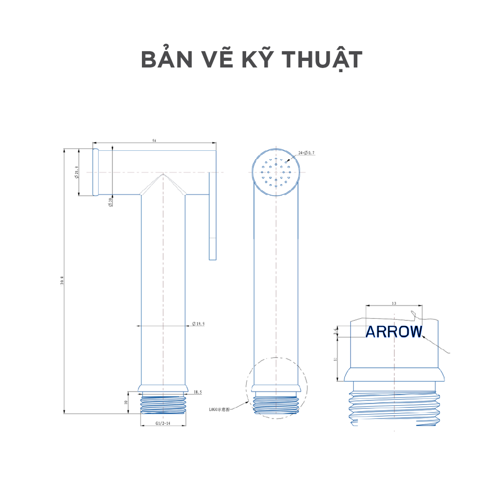 Tay cầm vòi xịt vệ sinh Arrow AHQ53002CP