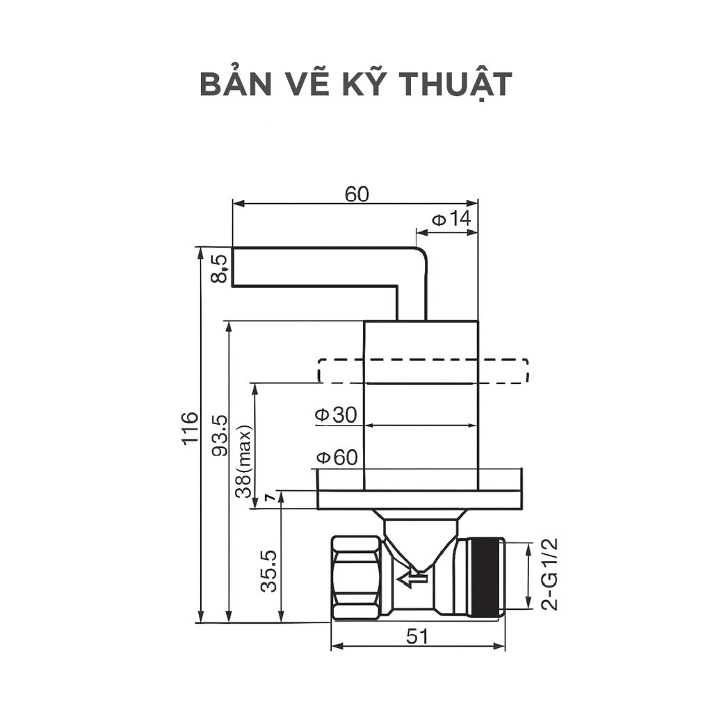 Vòi Lavabo Lạnh Arrow AHRQ37002MCP