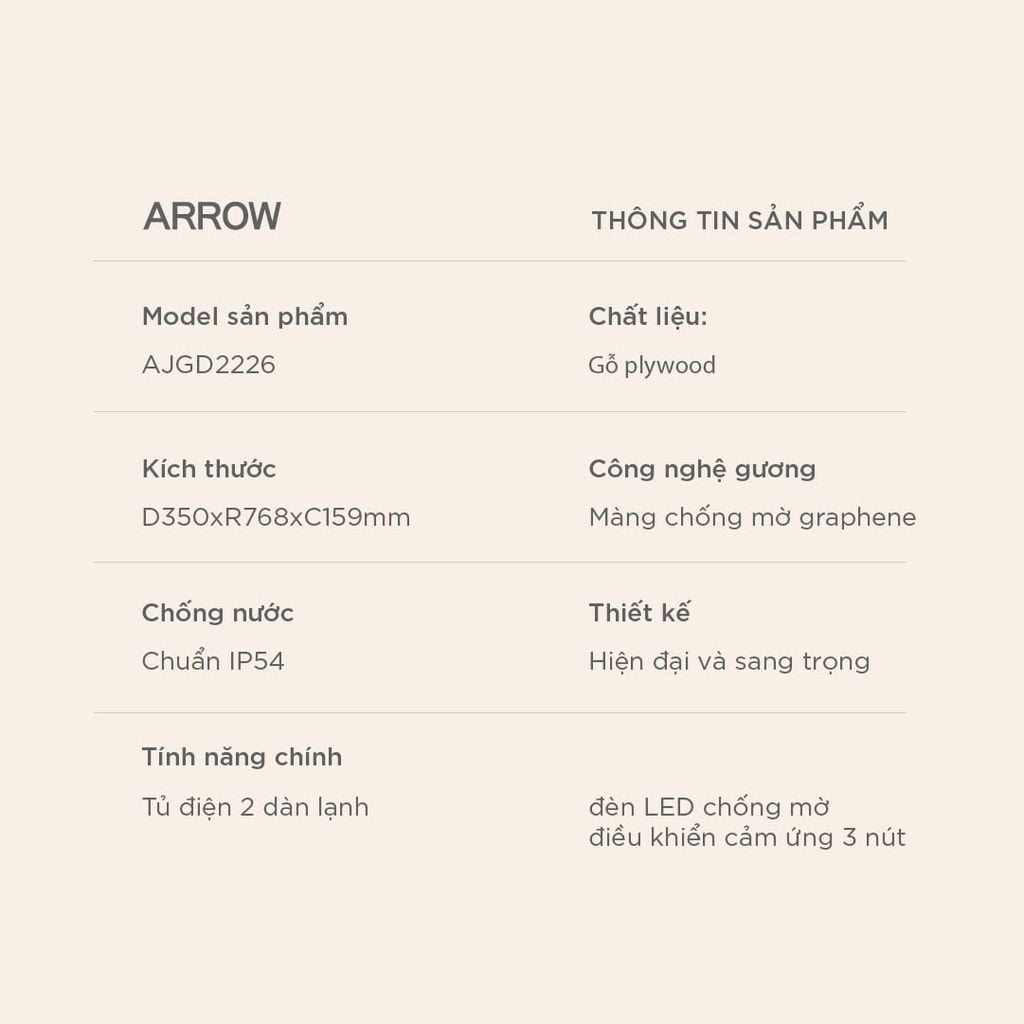 Tủ Gương Arrow AJGD2226