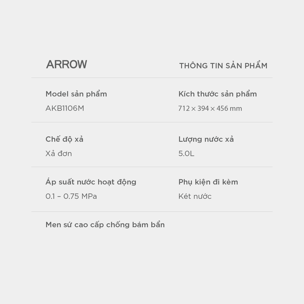 Bồn cầu thông minh Arrow AKB1106M