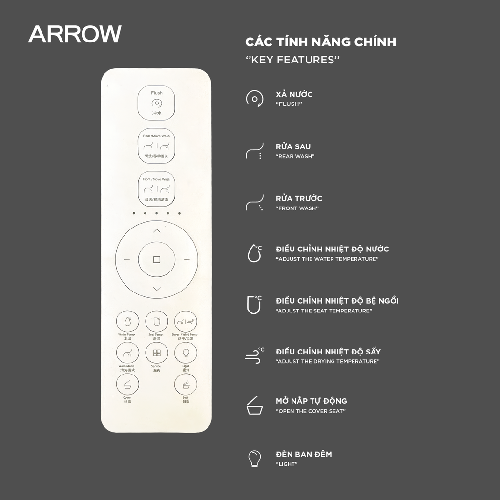 Bồn cầu thông minh Arrow AKB1310-UM