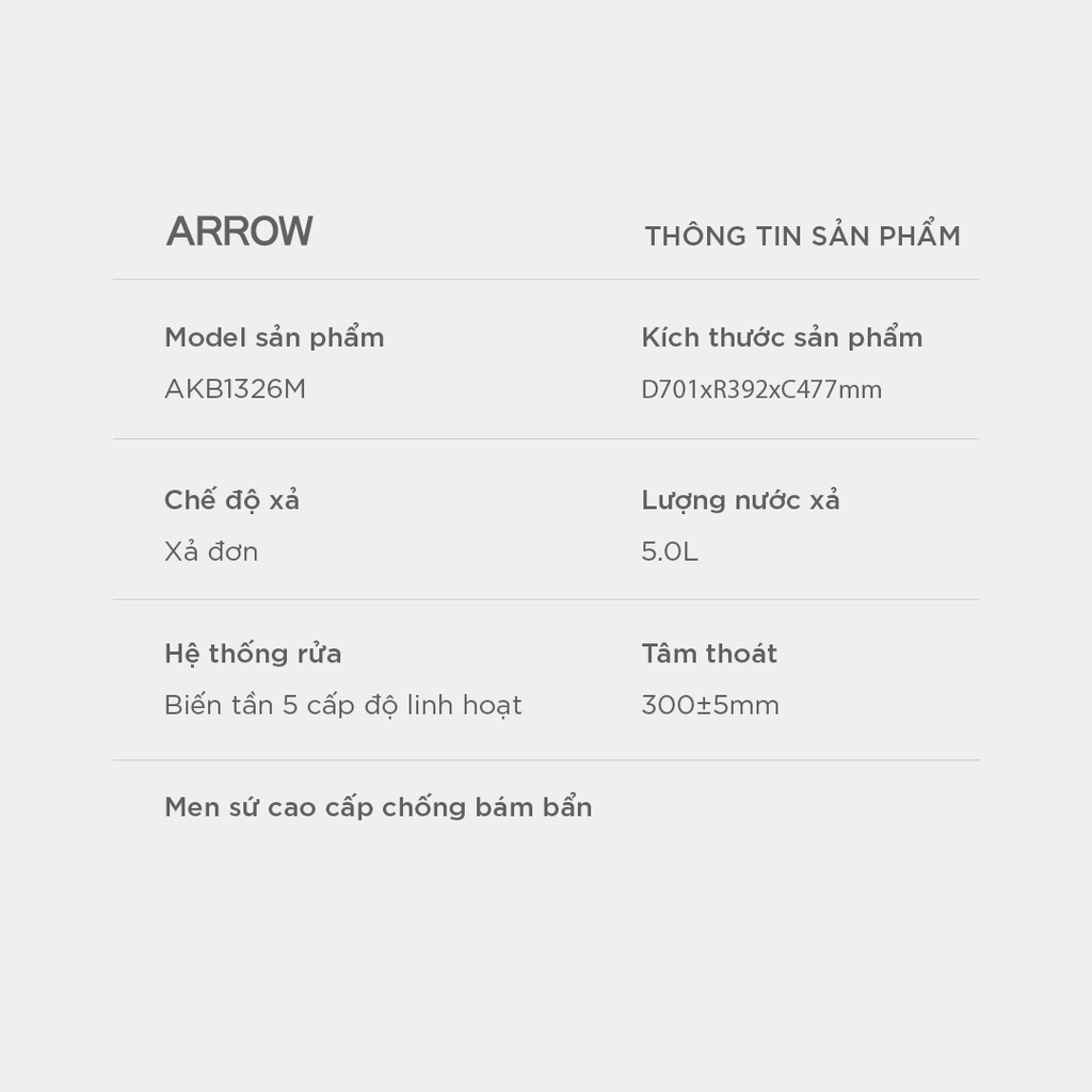 Bồn cầu thông minh Arrow AKB1326M