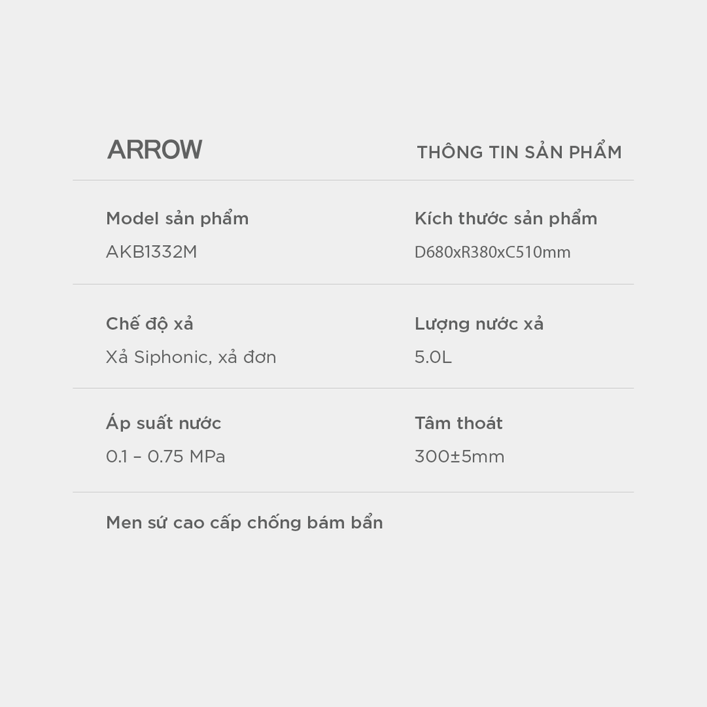 Bồn cầu thông minh Arrow AKB1332M