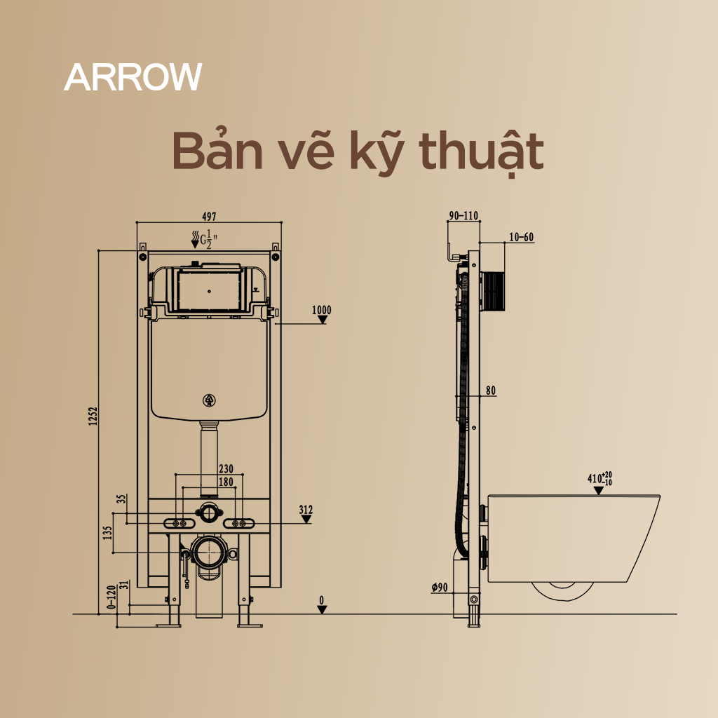Bồn cầu thông minh treo tường Arrow AKB2130AG-1H/AKB2130H