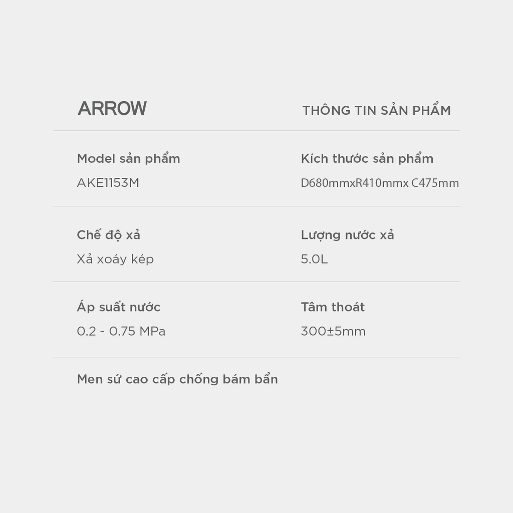 Bồn cầu thông minh Arrow AKE1153M