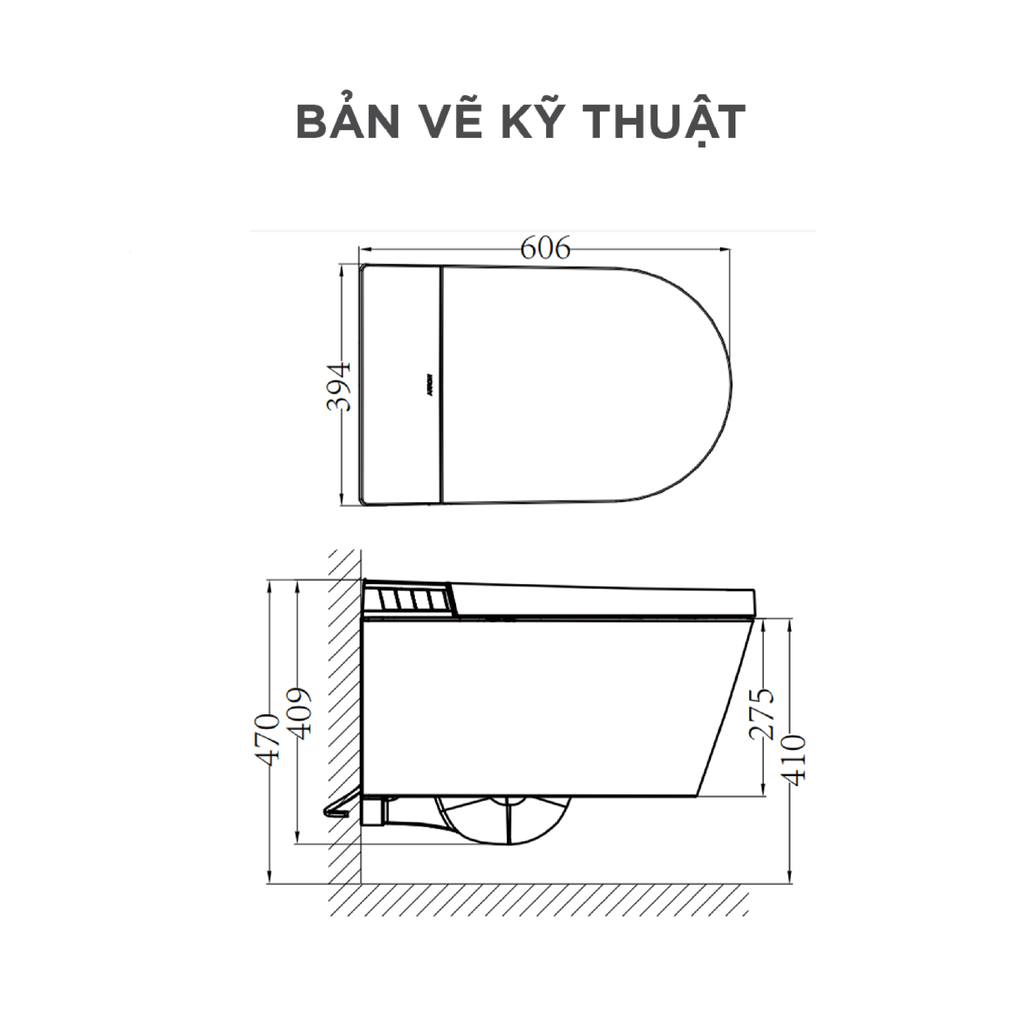 Bồn cầu thông minh treo tường Arrow AKH1051H/AKB1051