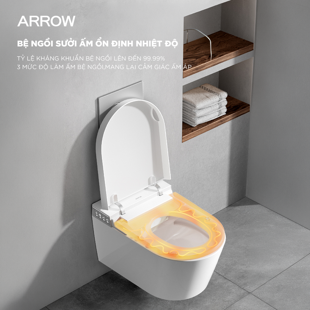 Bồn cầu thông minh treo tường Arrow AKH1051H/AKB1051