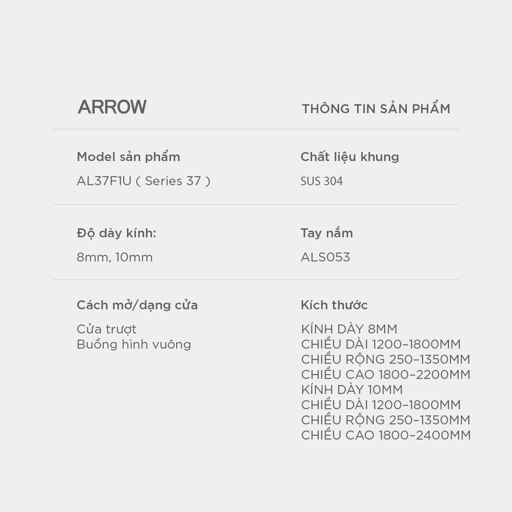Buồng tắm kính Arrow AL37F1U