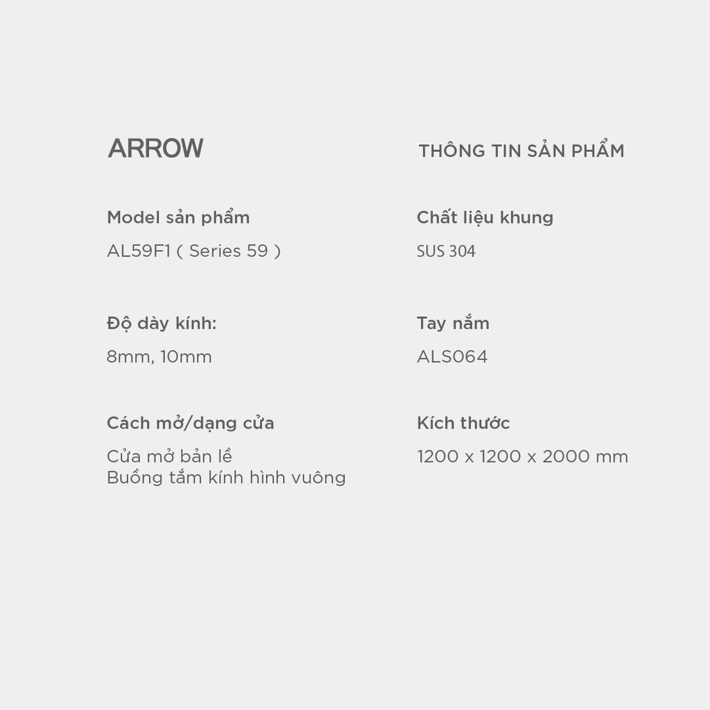 Buồng tắm kính Arrow AL59F1