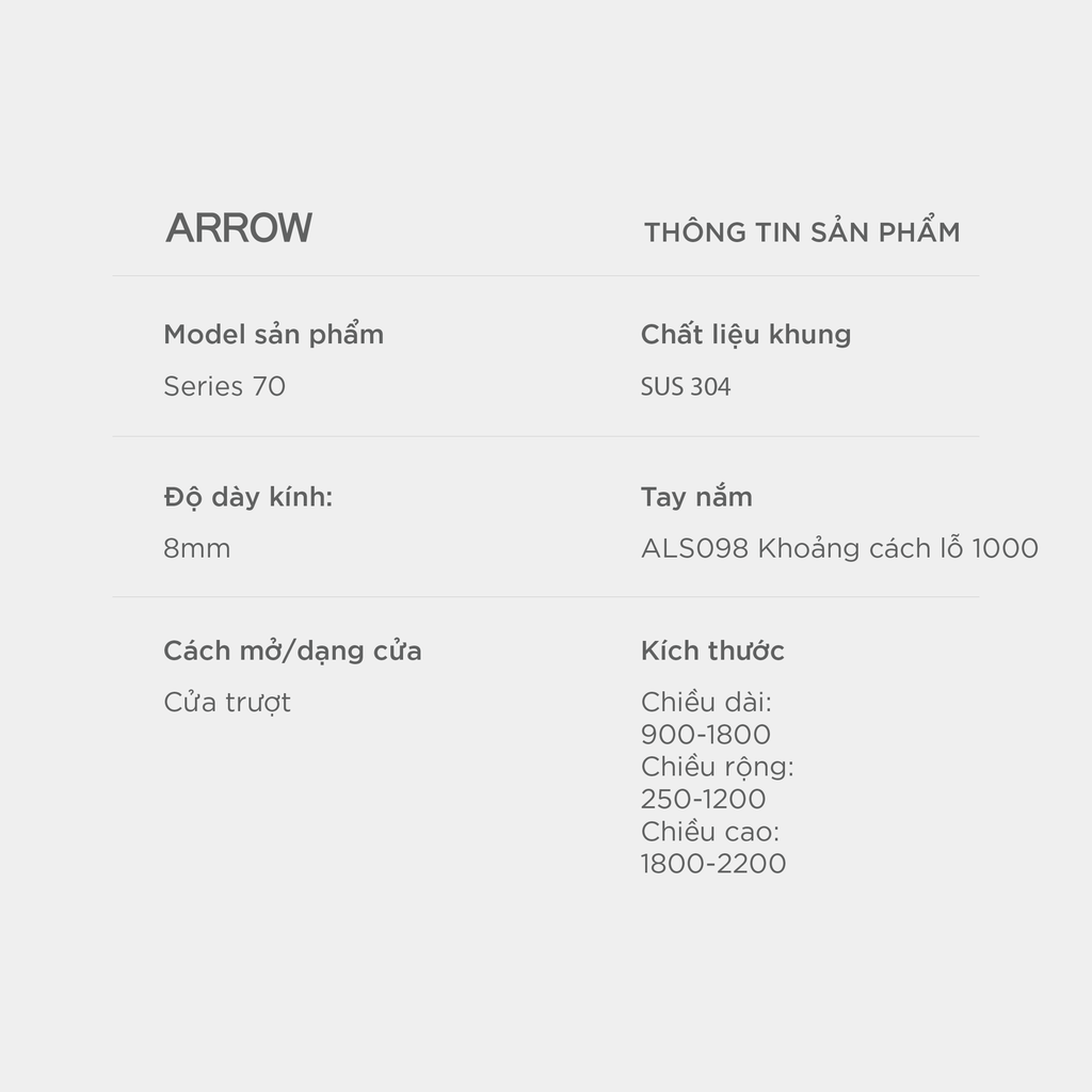 Buồng tắm kính Arrow AL70F1