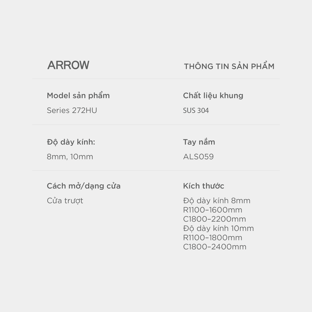 Buồng tắm kính Arrow ALF272HU