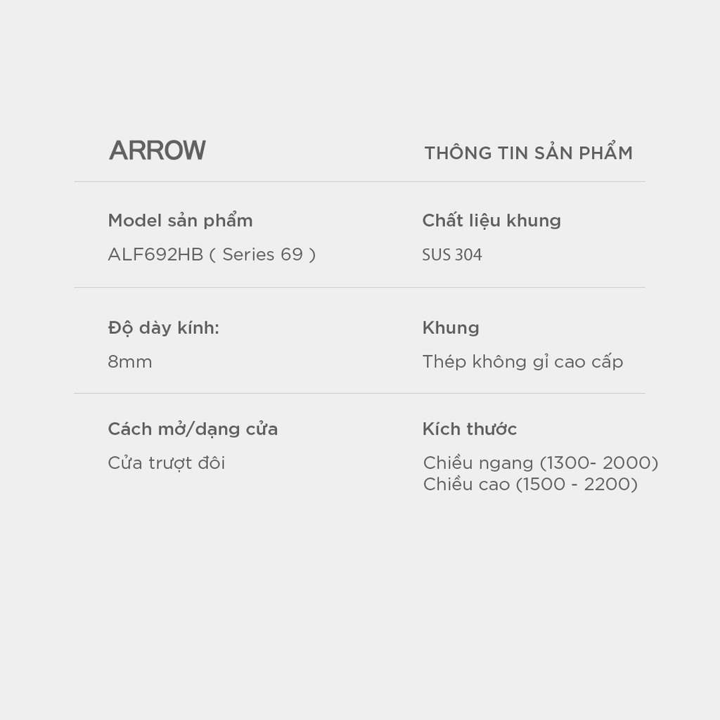 Buồng tắm kính Arrow ALF692HB