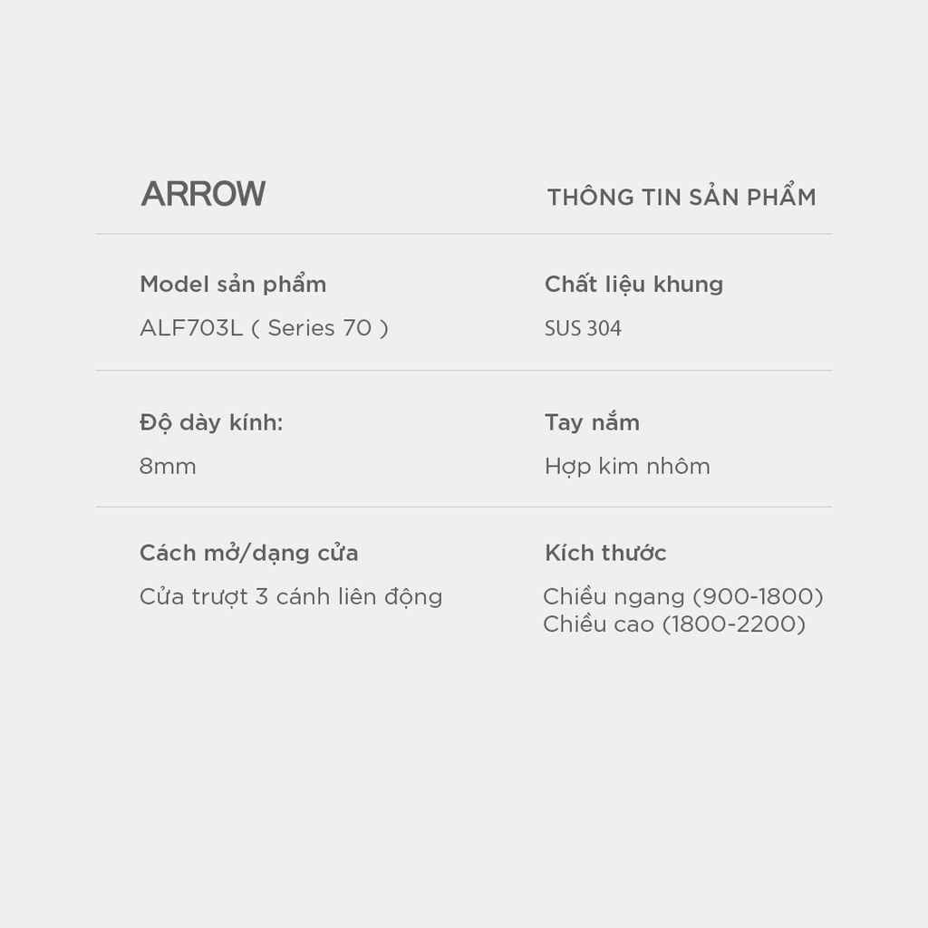 Buồng tắm kính Arrow ALF703L