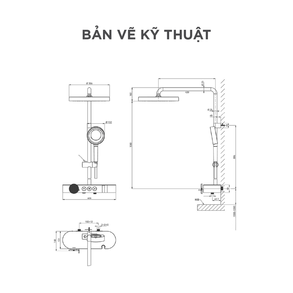 Vòi sen cây nóng lạnh Arrow AMG13G39SMW